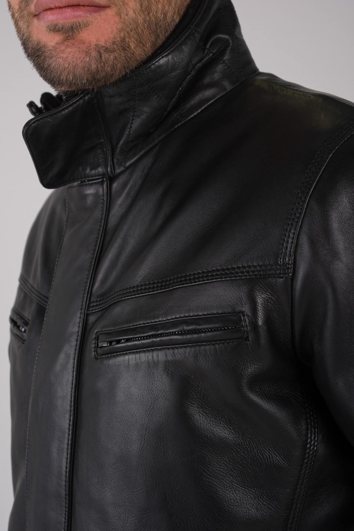 Classic black leather jacket - Image n°7