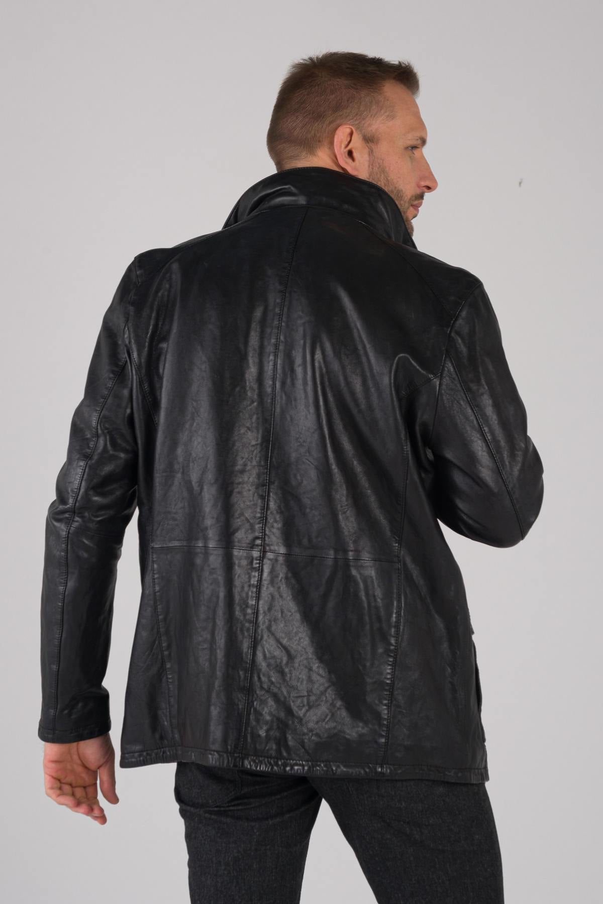 Men's black leather jacket - Image n°6