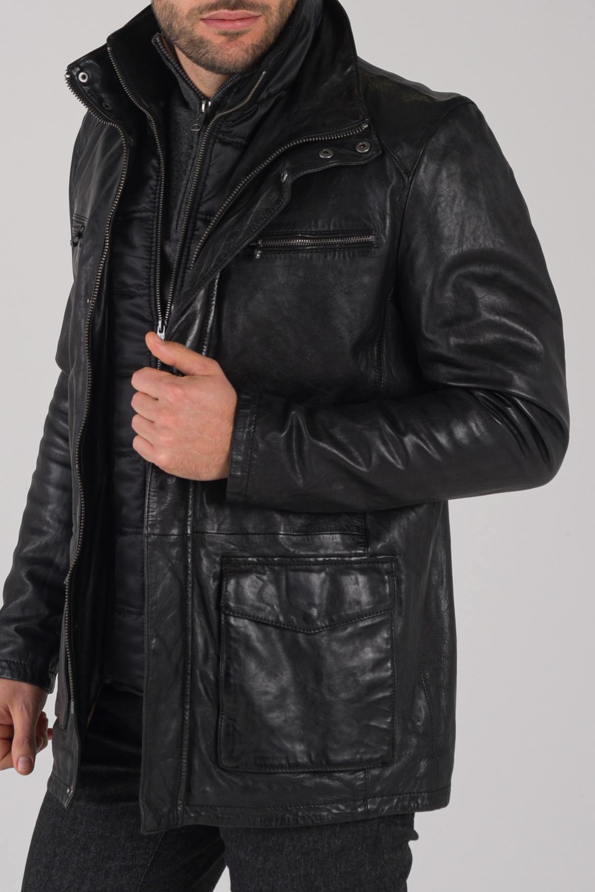 Men's black leather jacket - Image n°7