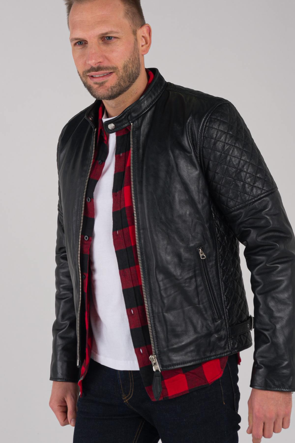 Quilted leather jacket - Image n°1