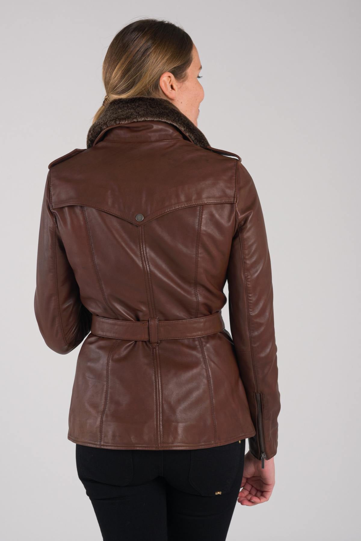 Brown leather safari jacket - Image n°5