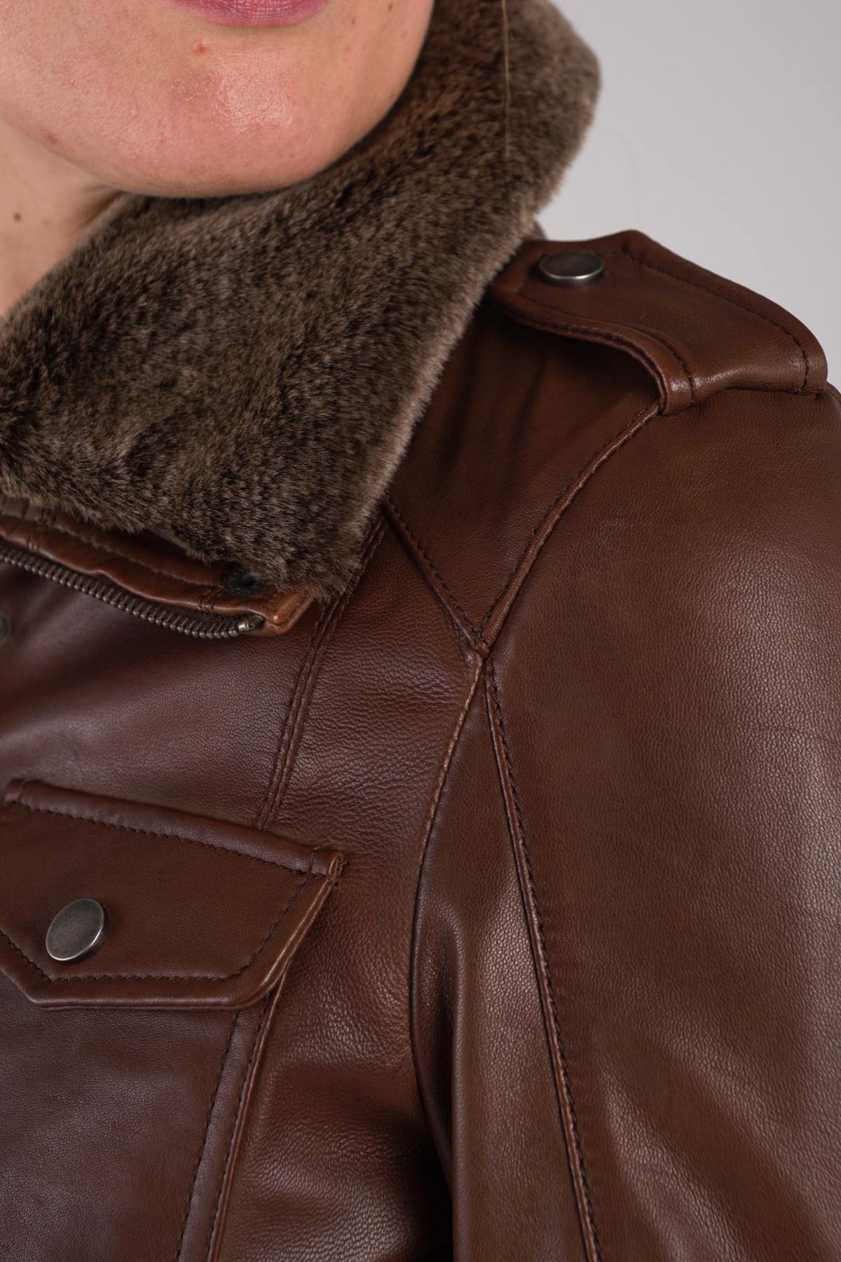 Brown leather safari jacket - Image n°2