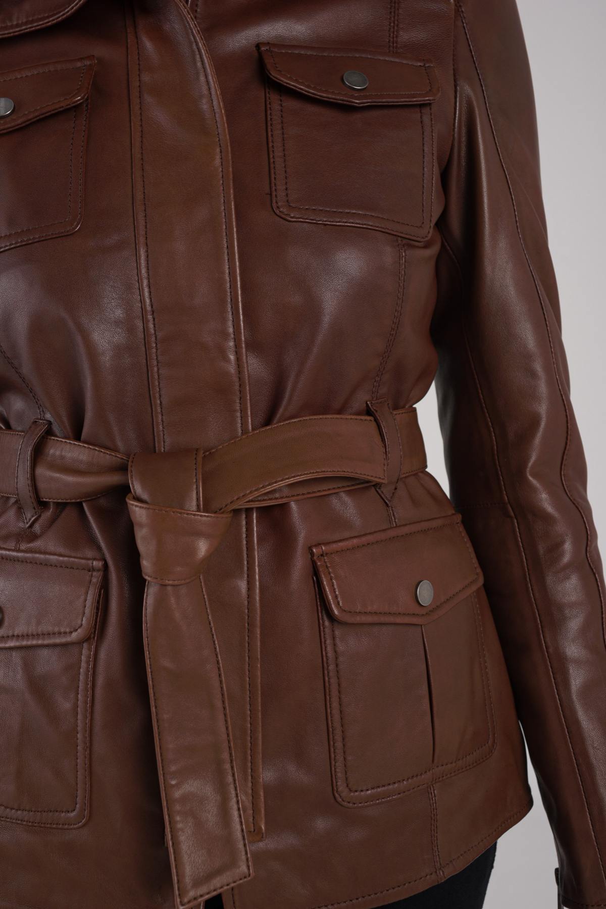 Brown leather safari jacket - Image n°7