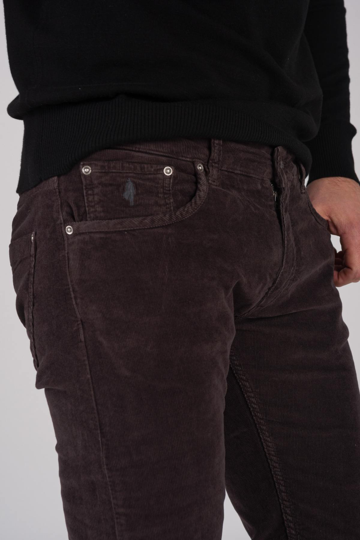 Gray brown velvet jeans - Image n°2