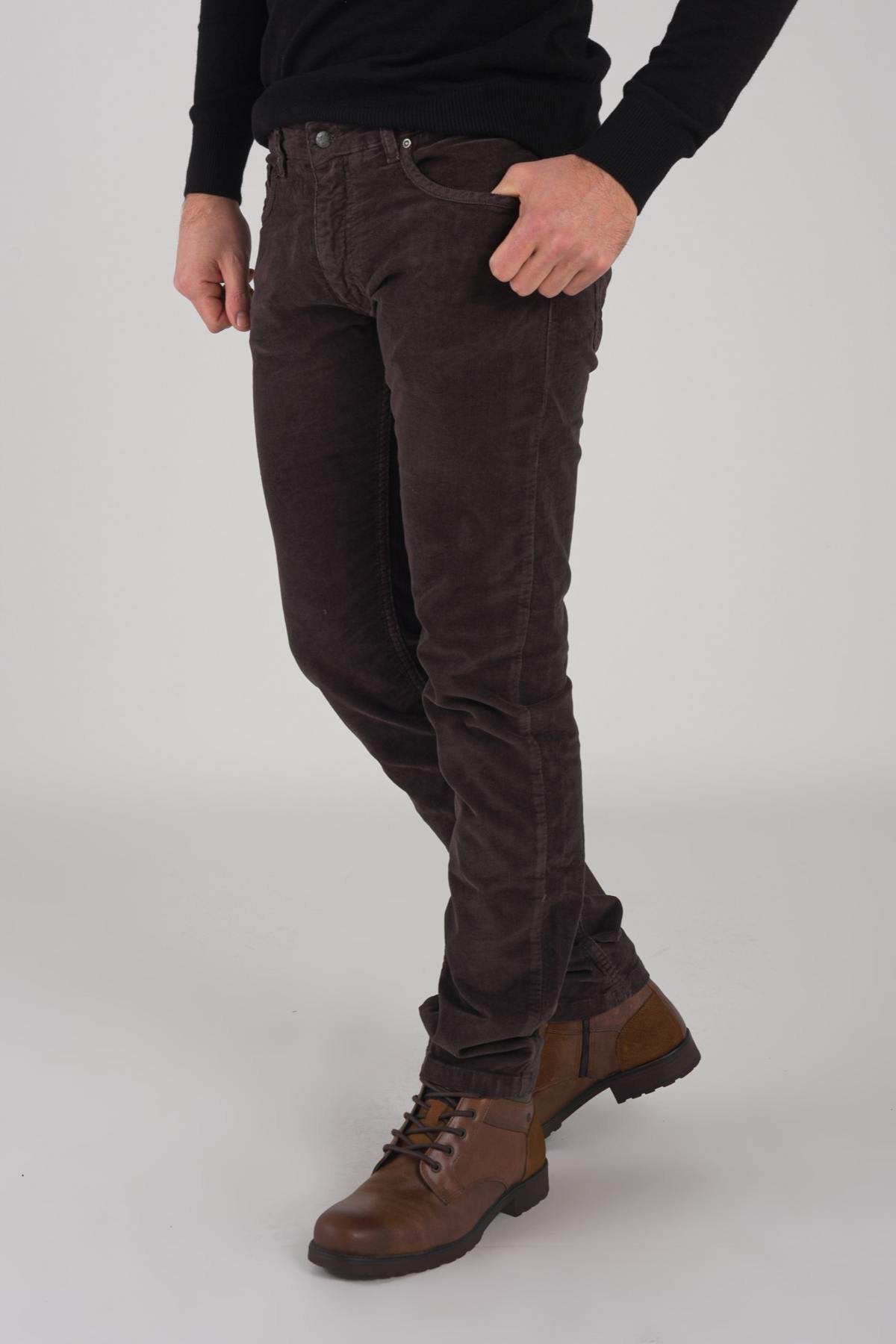 Gray brown velvet jeans - Image n°3