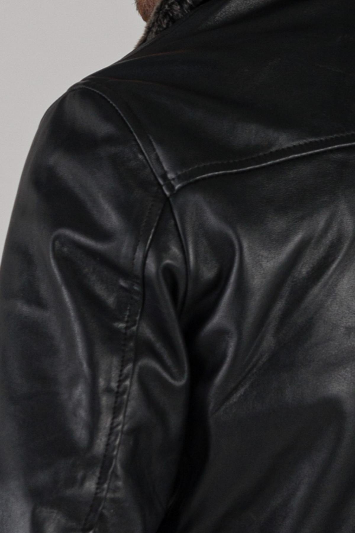 Black leather bomber jacket - Image n°8