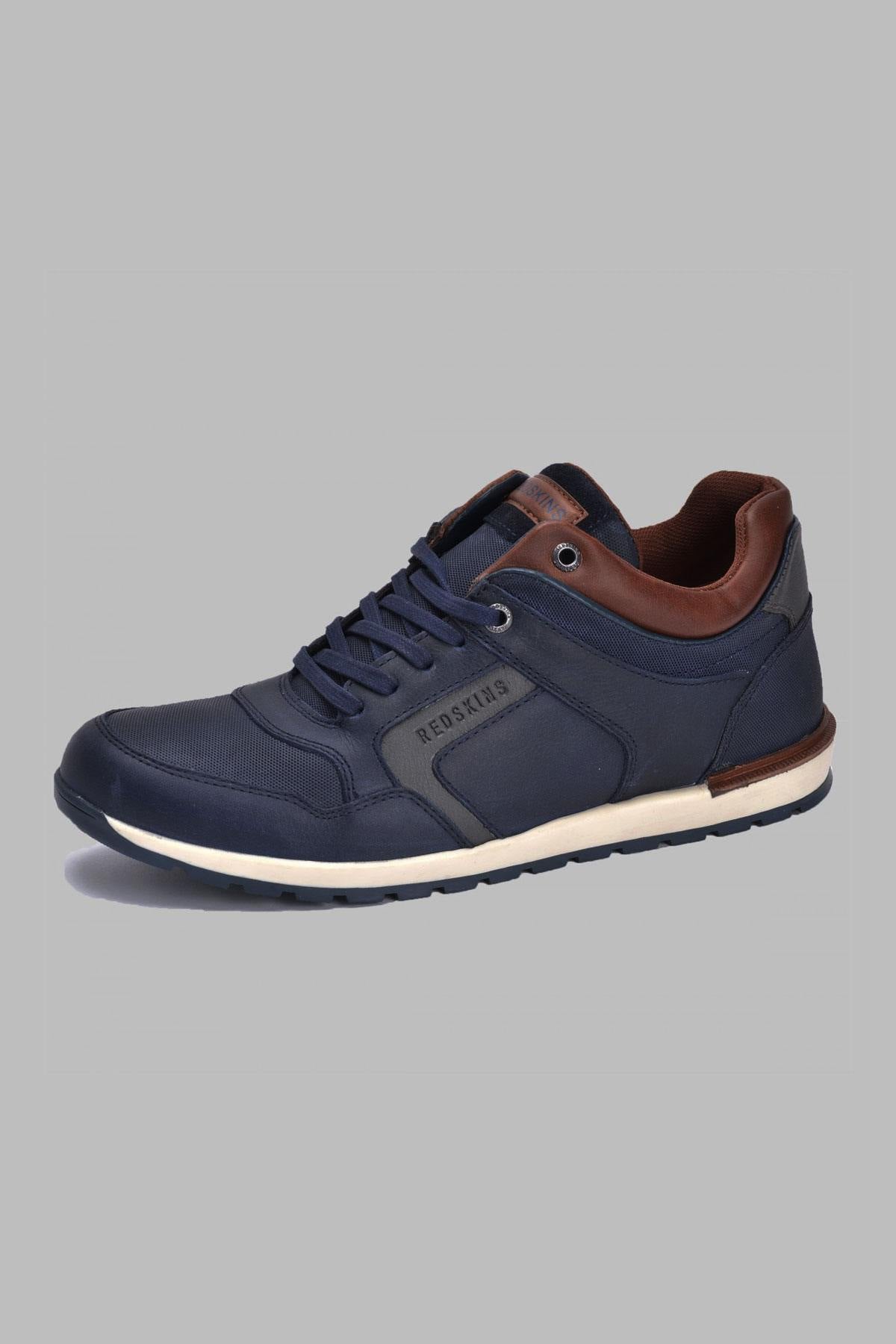 Navy leather sneakers - Image n°1