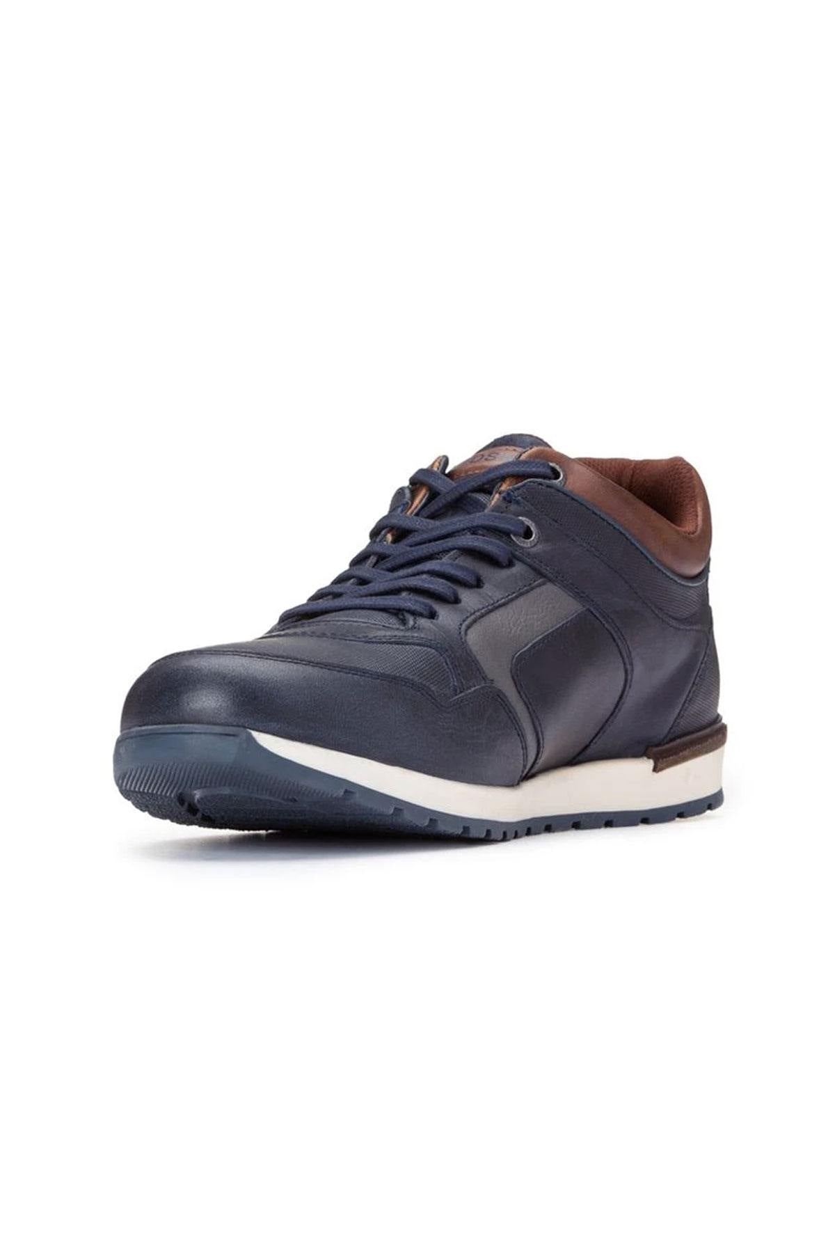 Navy leather sneakers - Image n°3