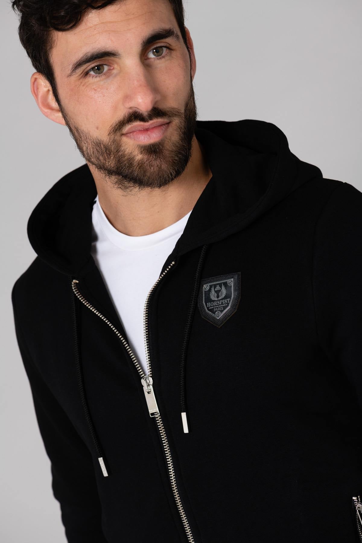 Black rhinestone hooded sweatshirt - Image n°4