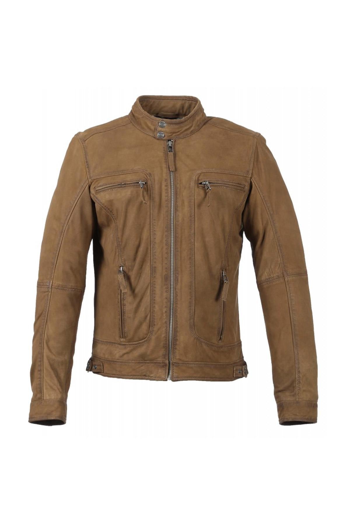 Coffee-colored nubuck leather jacket - Image n°9