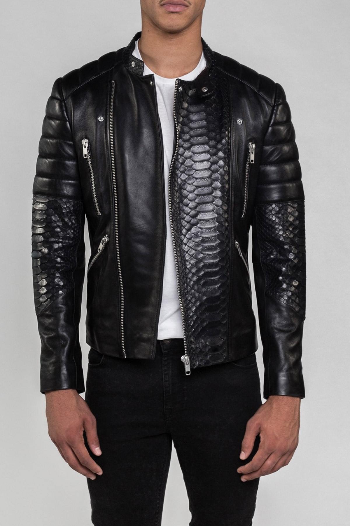 Black python leather perfecto - Image n°1