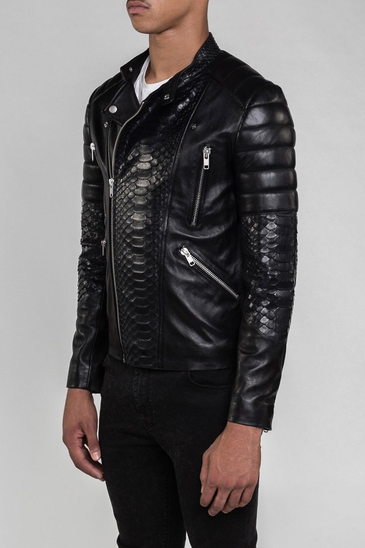 Black python leather perfecto - Image n°4