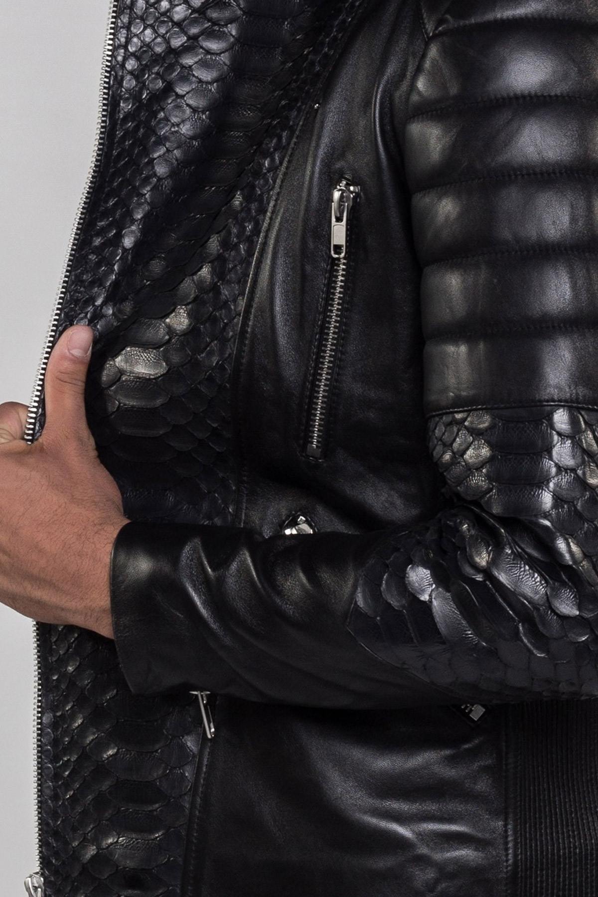 Black python leather perfecto - Image n°5