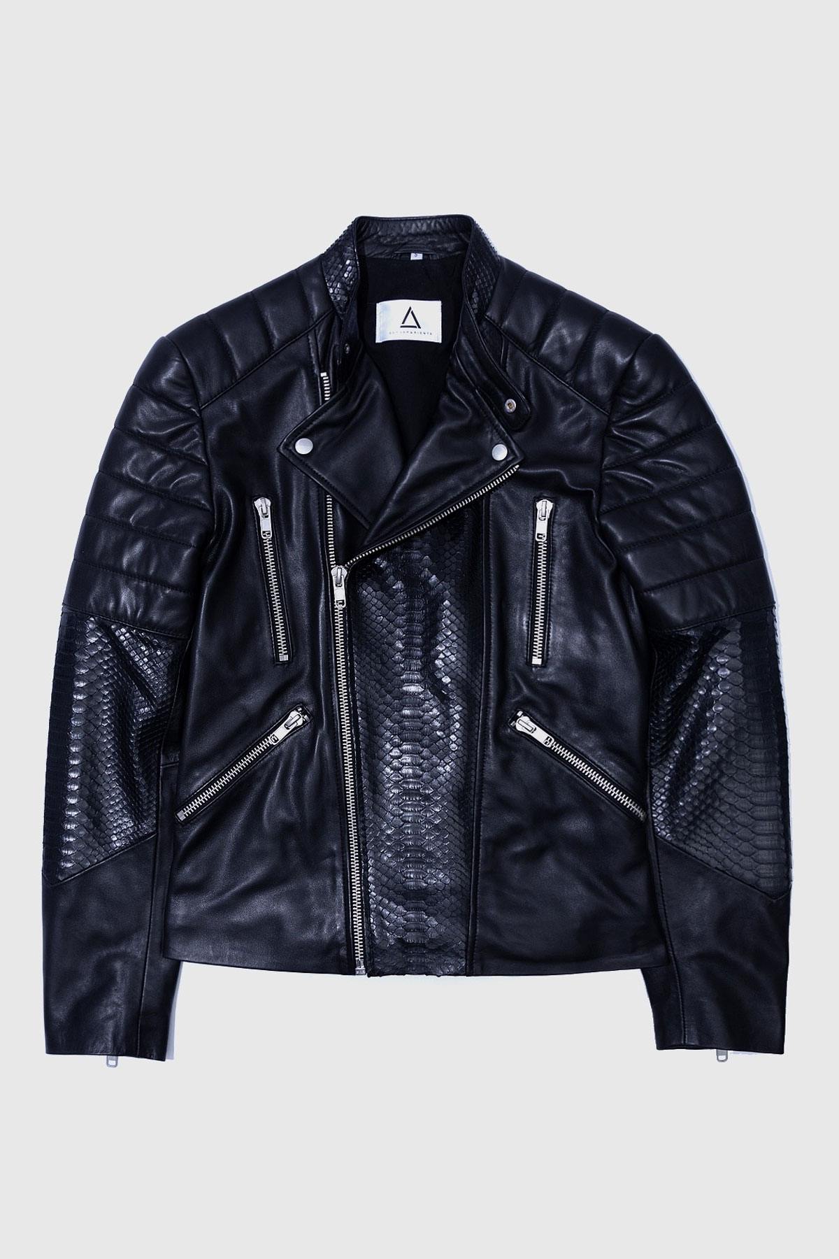 Black python leather perfecto - Image n°8