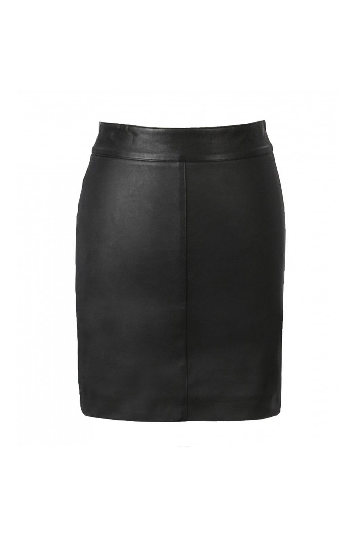 Black stretch leather pencil skirt - Image n°3