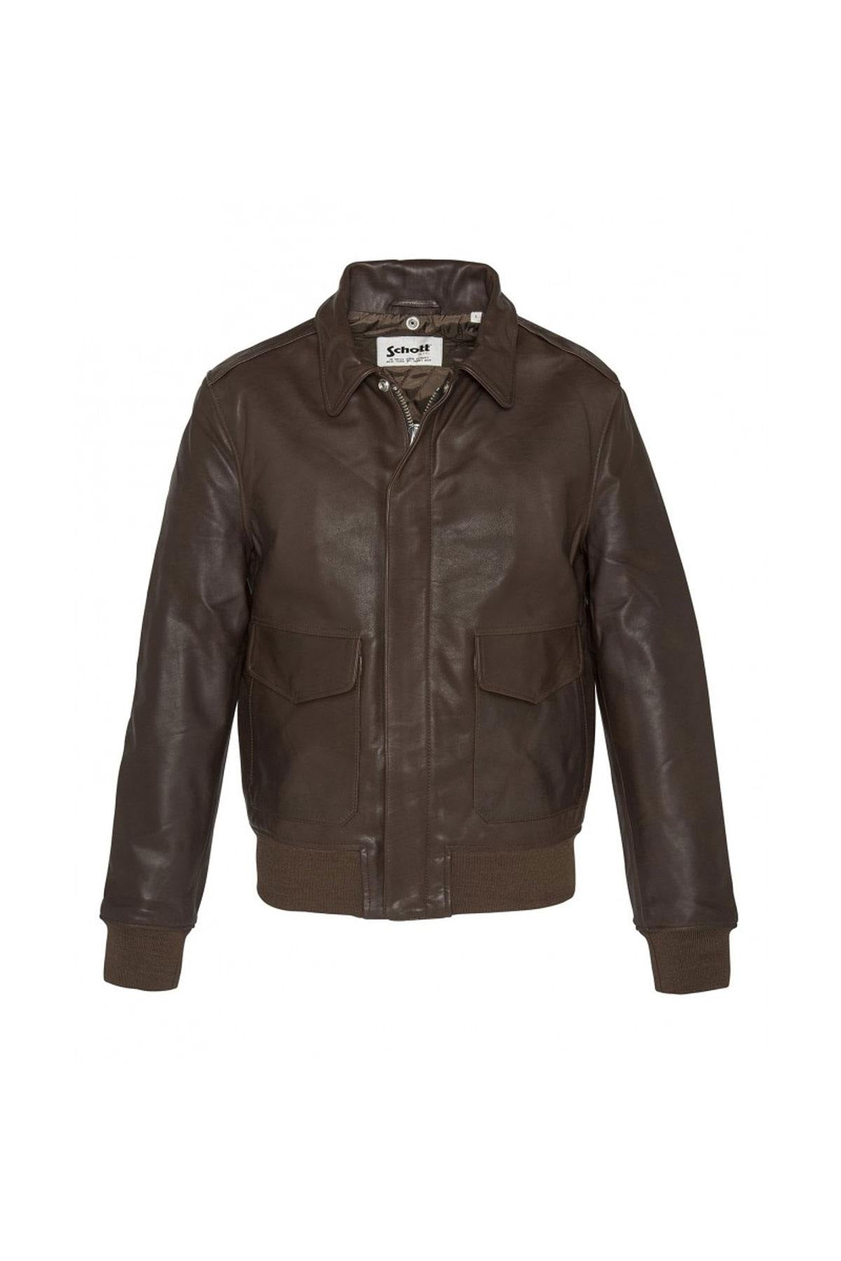 Brown bomber jacket with white removable collar - Image n°5