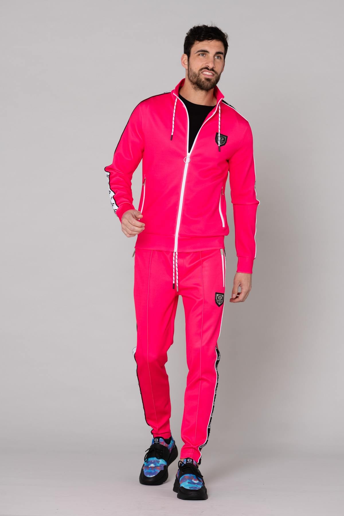 Pink track pants with piping - Image n°3