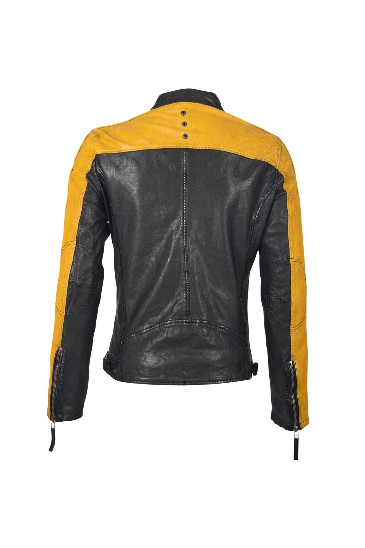 Black and yellow biker style leather - Image n°8