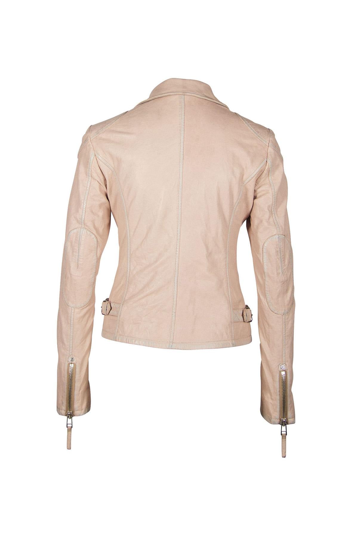 Women's pale pink vegetable-tanned perfecto - Image n°7