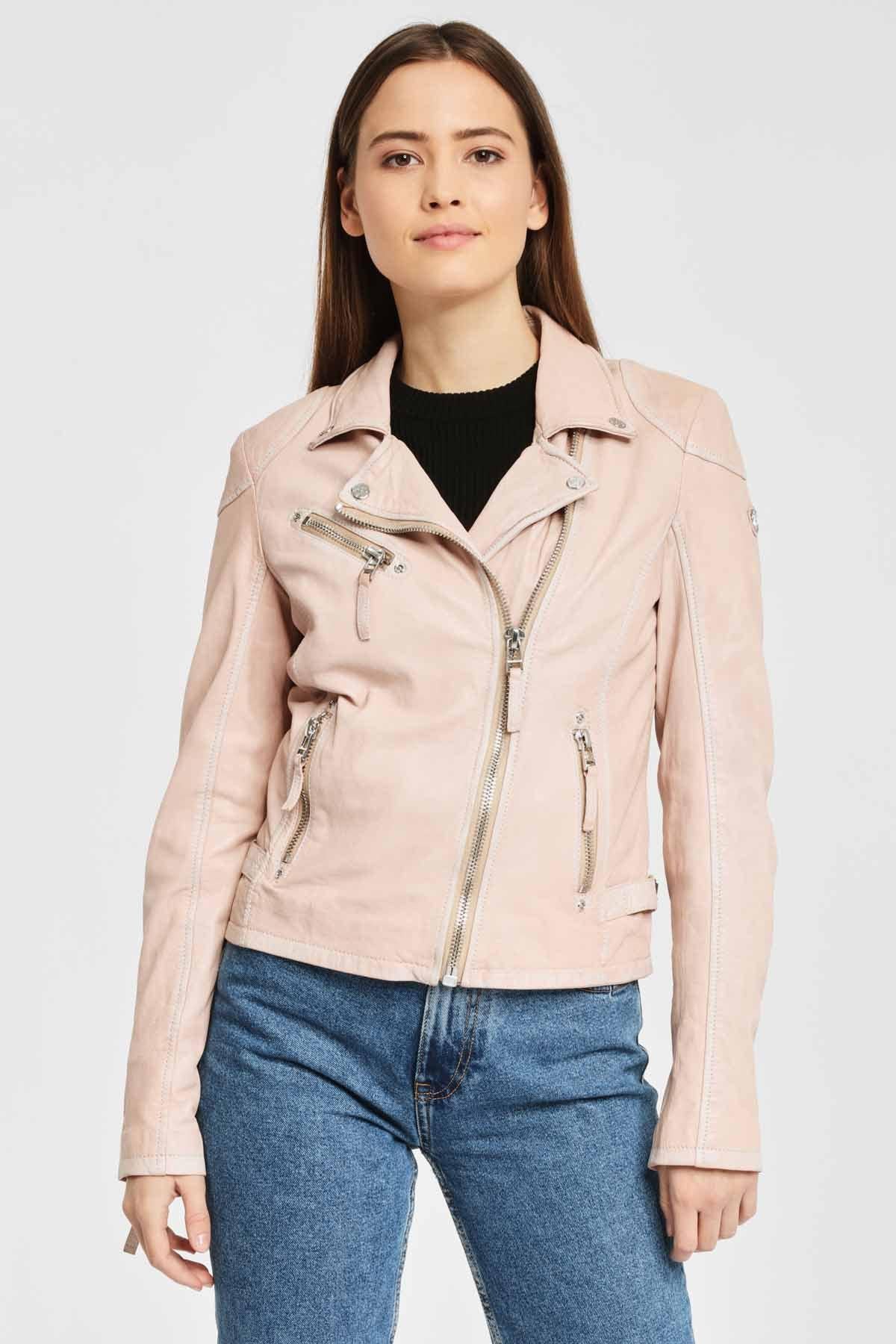 Women's pale pink vegetable-tanned perfecto - Image n°1