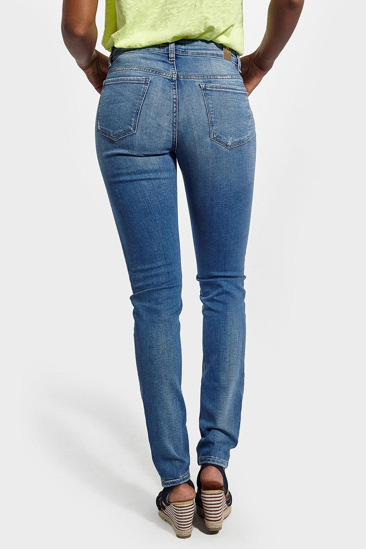 Blue slim-fit washed-effect jeans - Image n°3