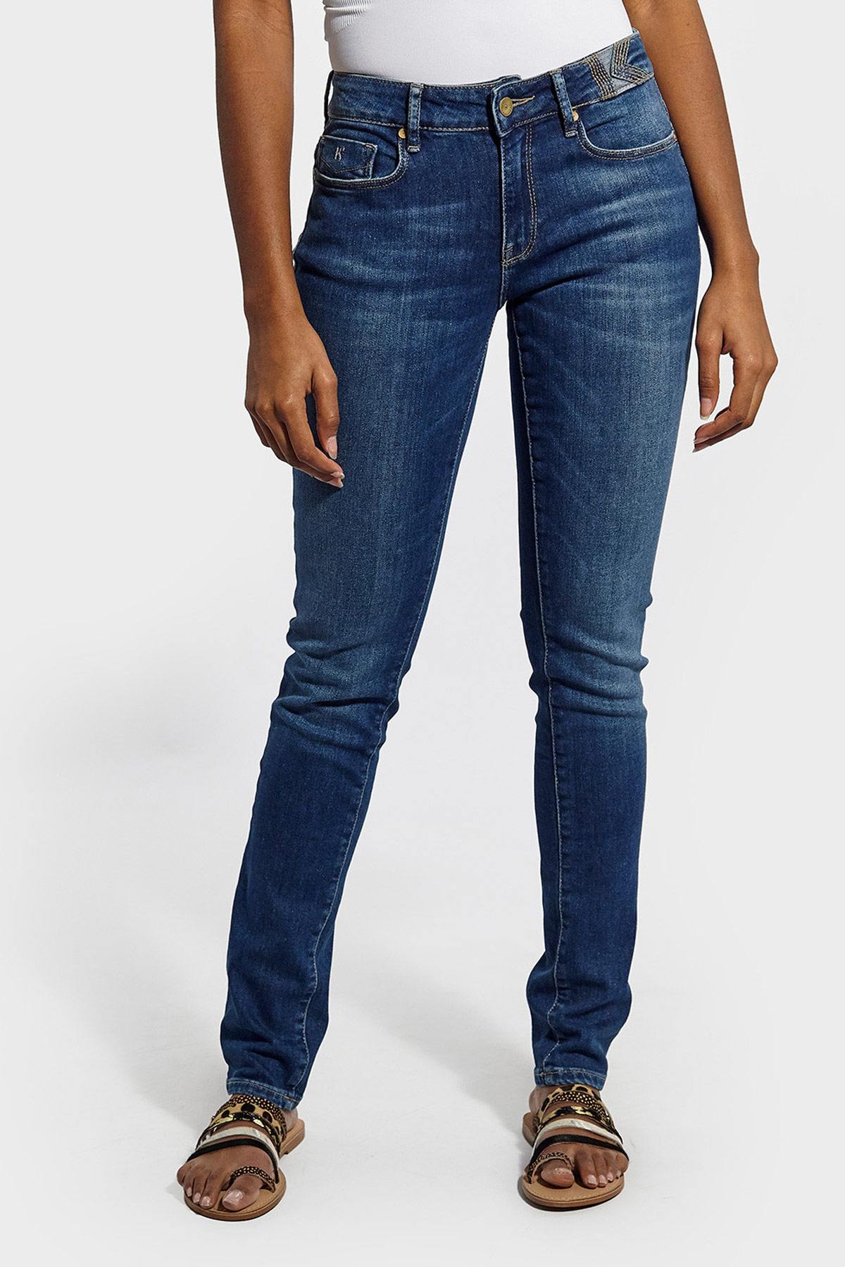 Women's blue slim fit jeans - Image n°1