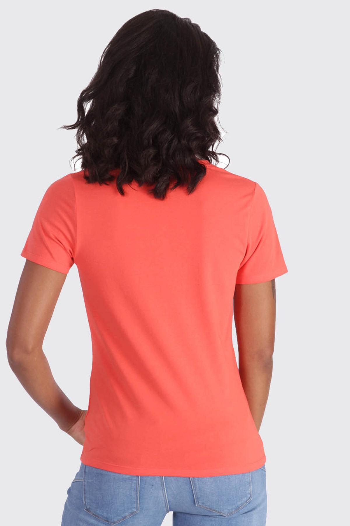 Orange fitted T-shirt with pearl - Image n°3