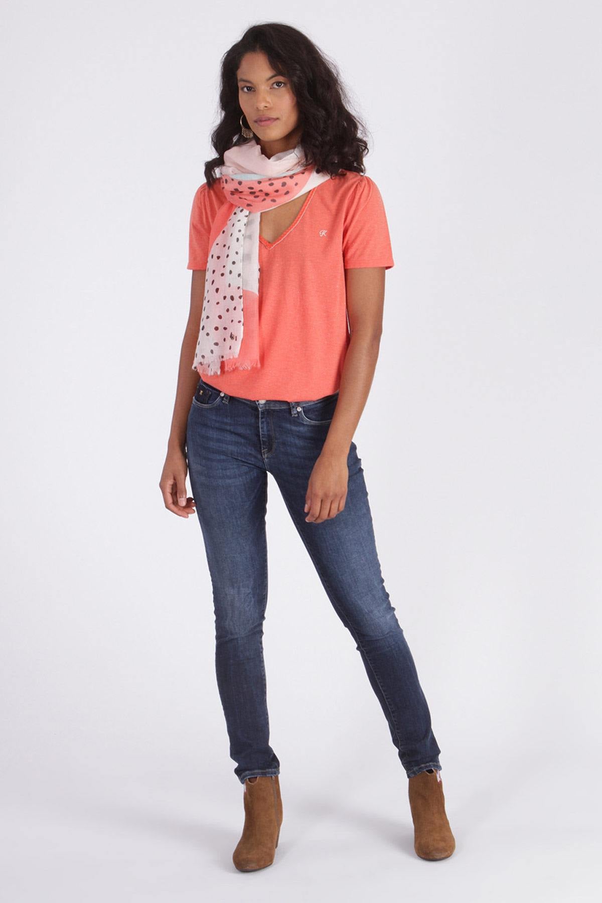 Orange scarf with dots - Image n°2