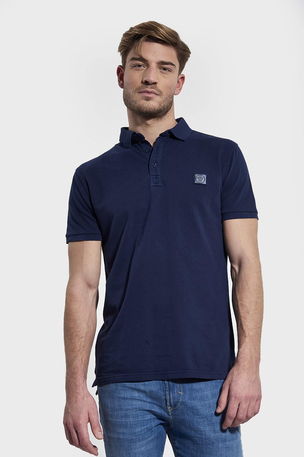 Men's navy blue polo shirt - Image n°1