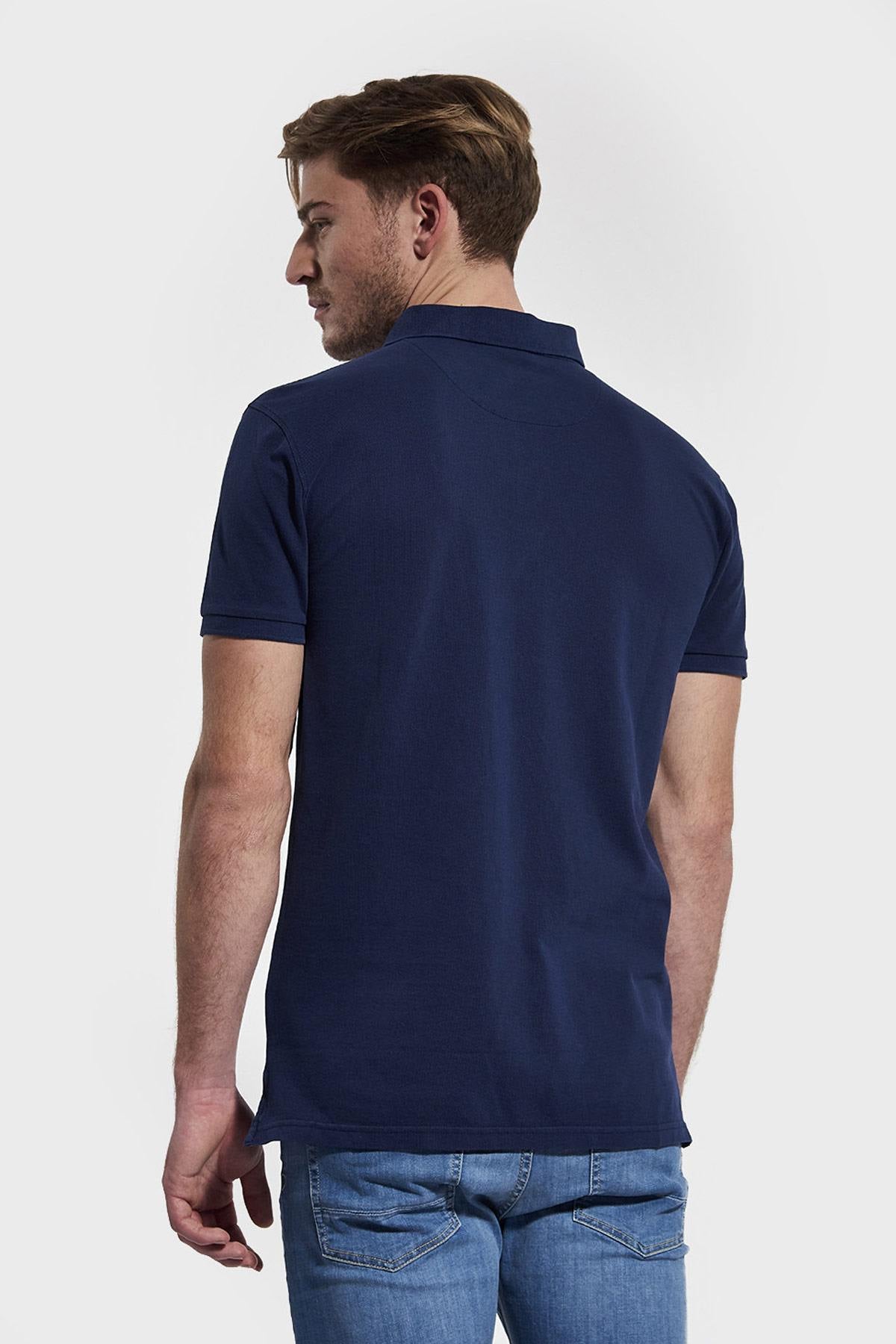 Men's navy blue polo shirt - Image n°3