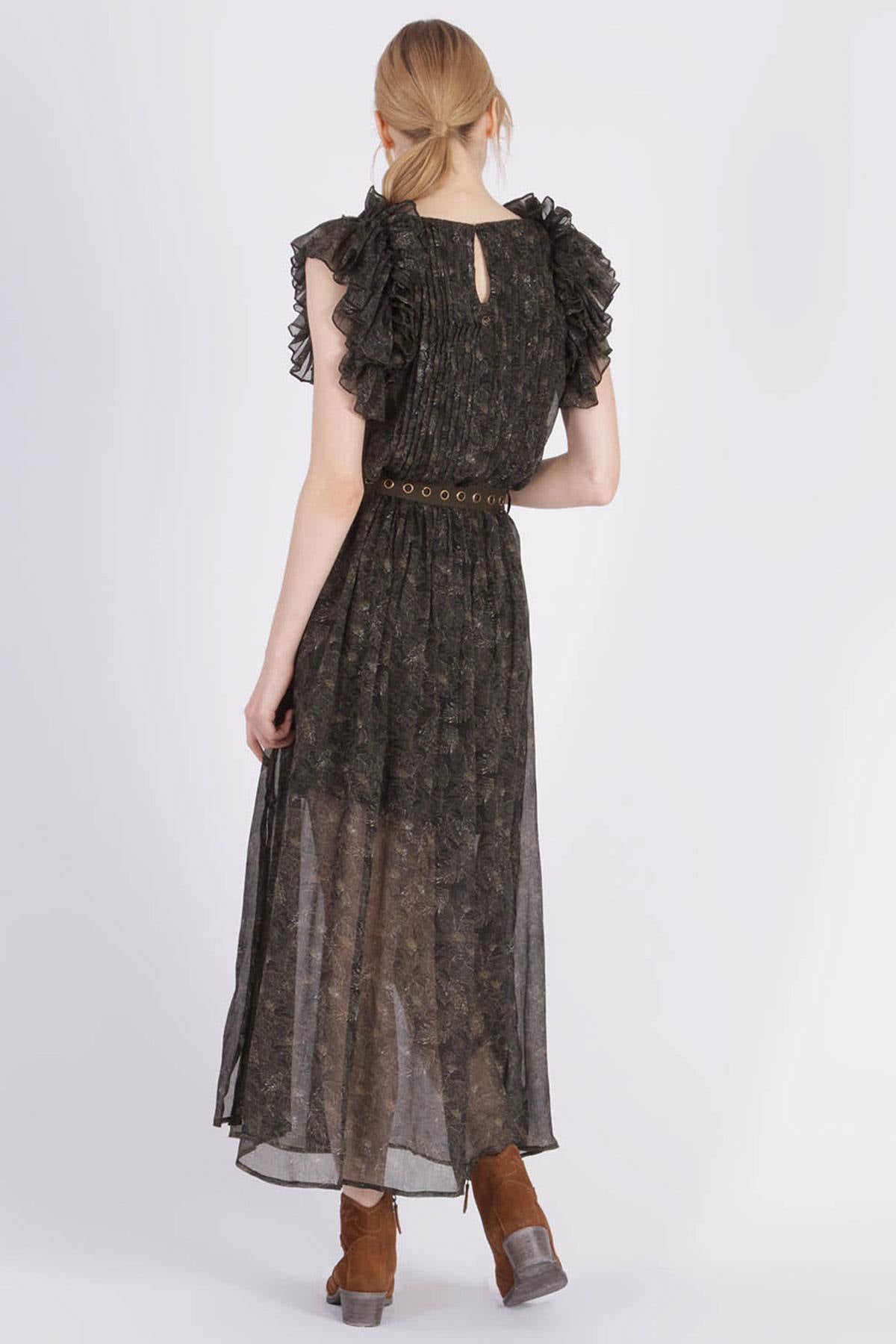 Long and flowing khaki dress - Image n°2