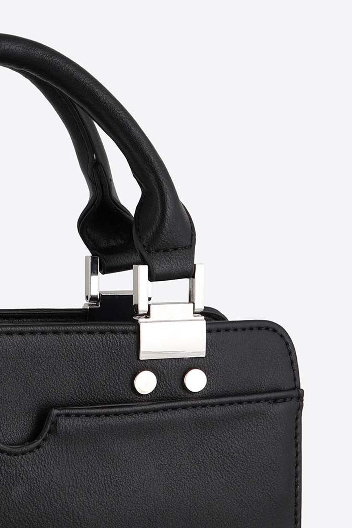 Black handbag with handles - Image n°2