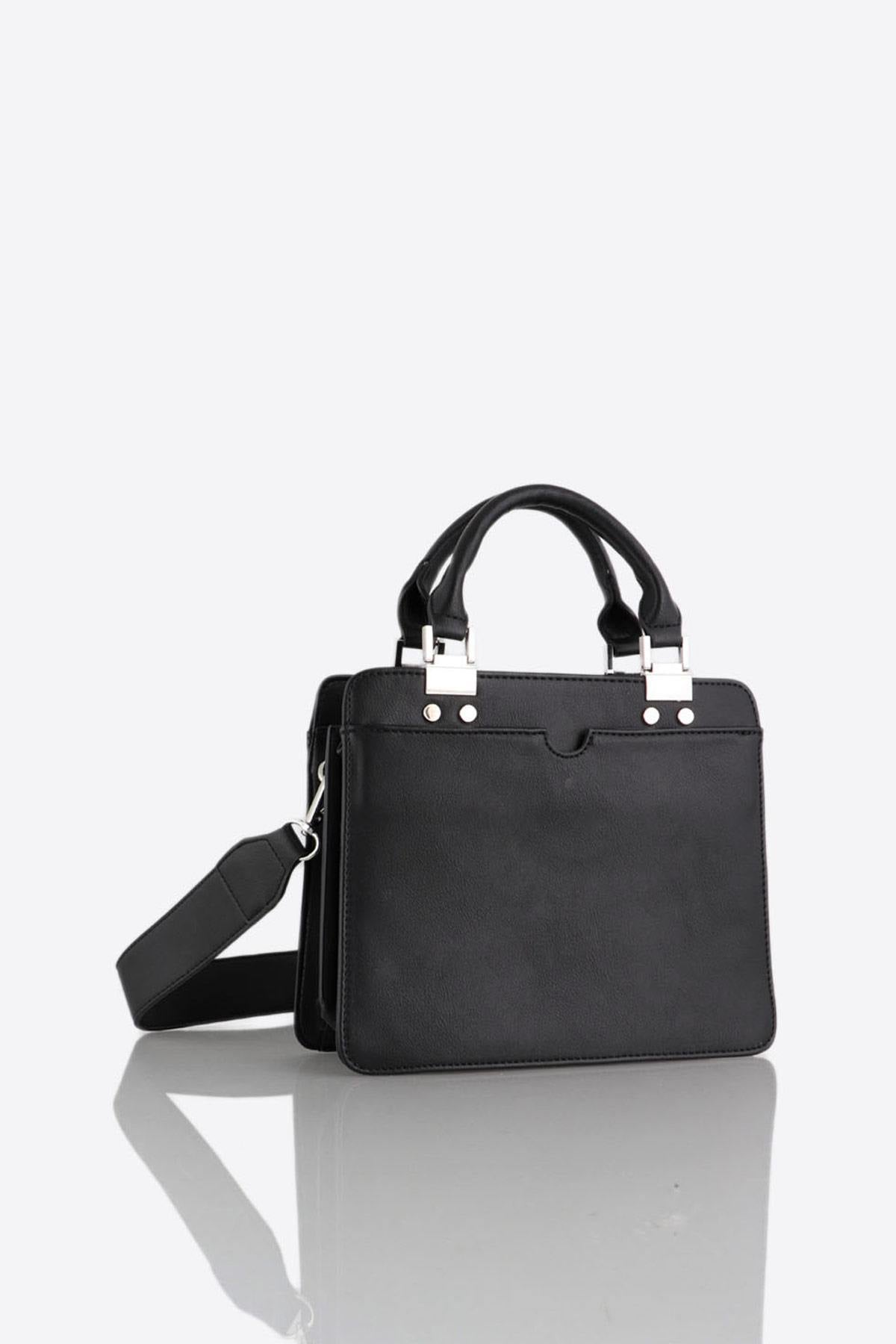 Black handbag with handles - Image n°3