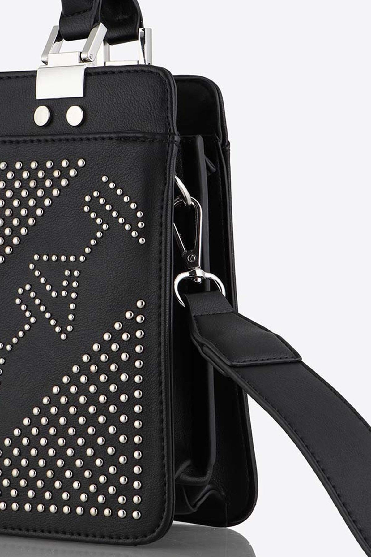 Black handbag with handles - Image n°4