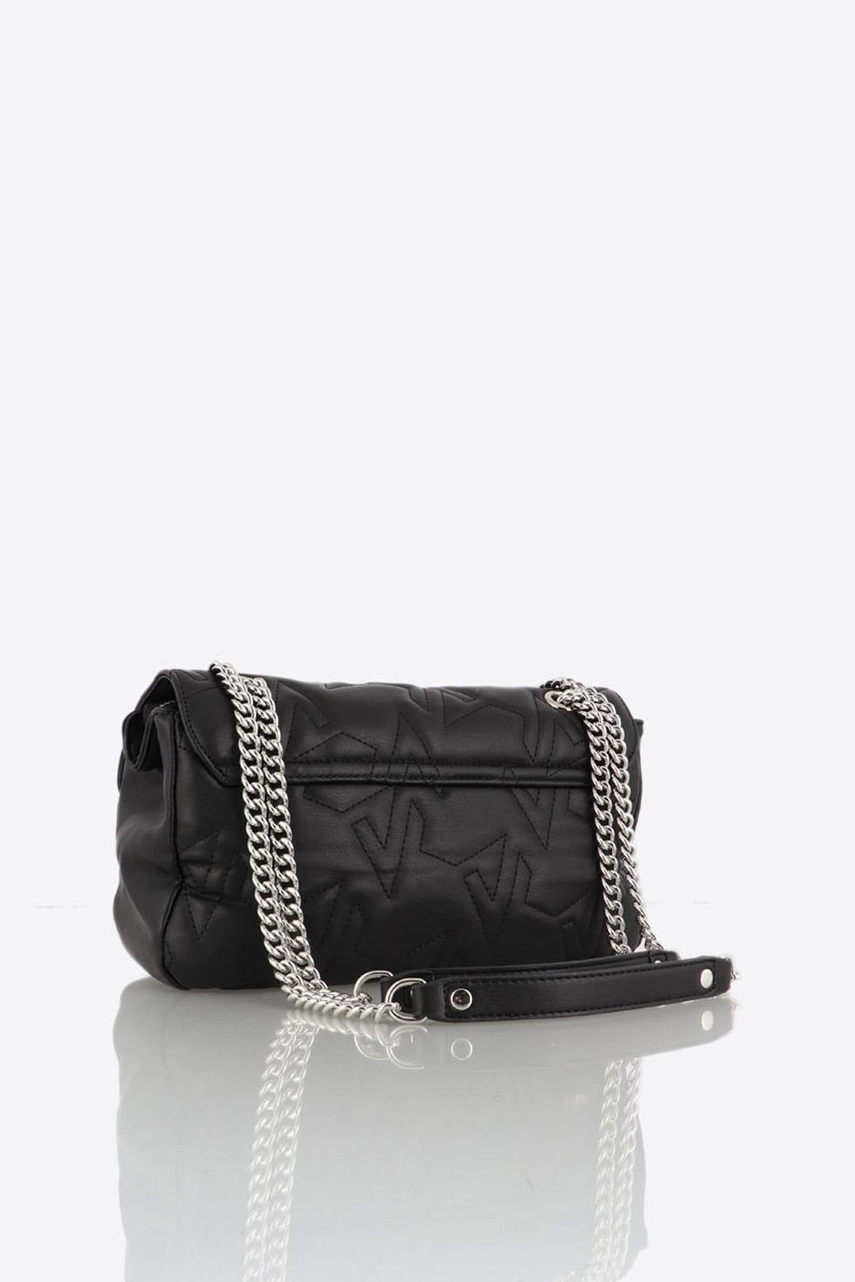 Black quilted effect shoulder bag - Image n°3