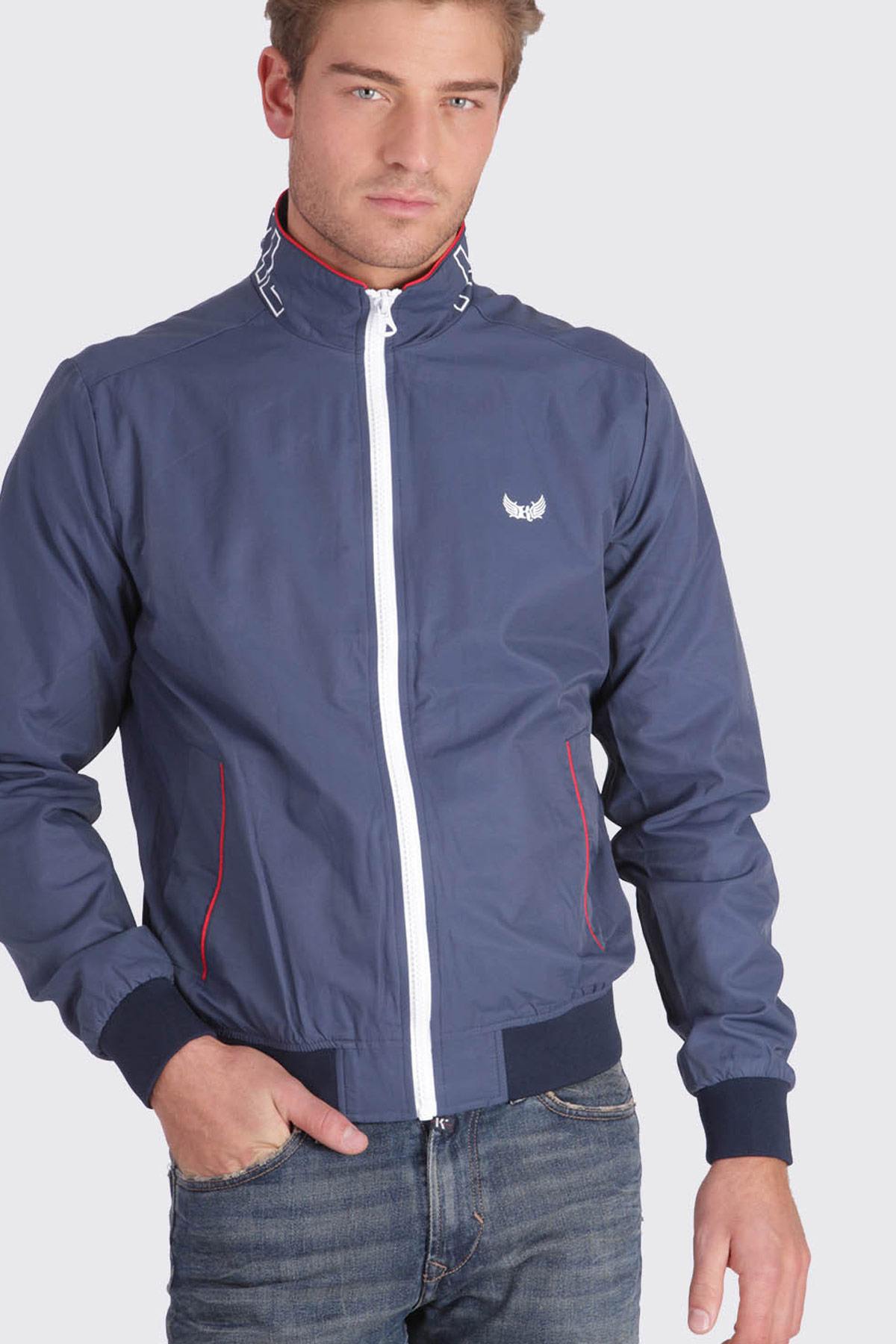 Men's navy blue sportswear jacket - Image n°1