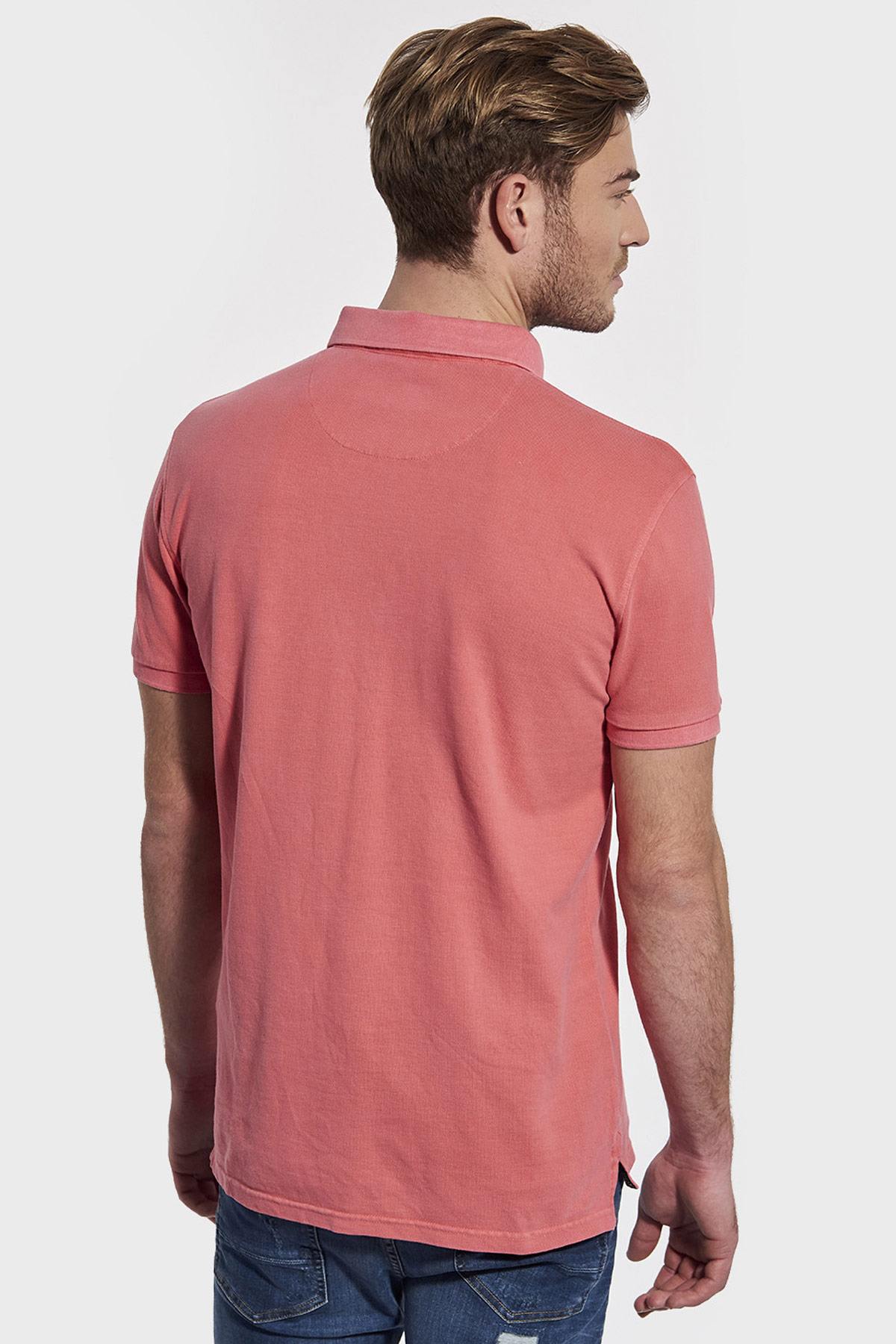 Men's pink short-sleeved polo shirt - Image n°3