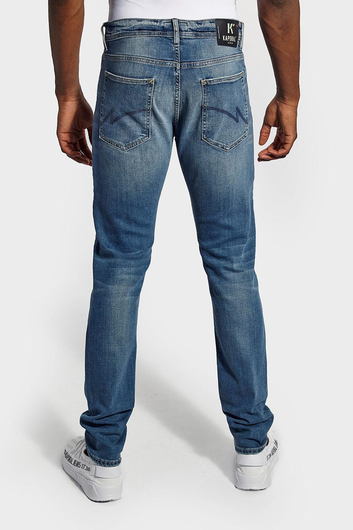 Light blue slim-fit washed-effect jeans - Image n°3