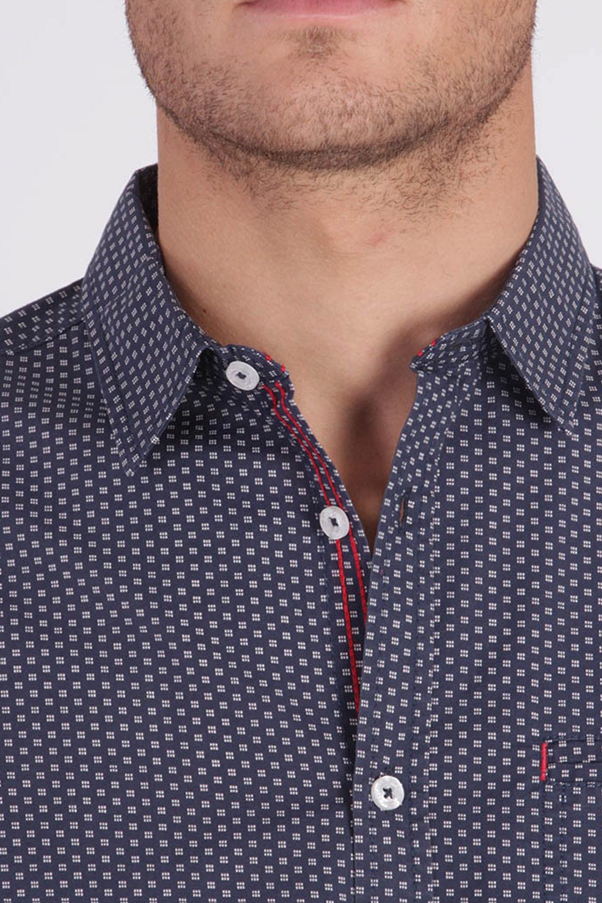 Dark blue patterned shirt - Image n°2