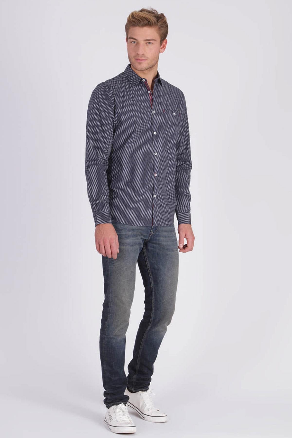 Dark blue patterned shirt - Image n°4