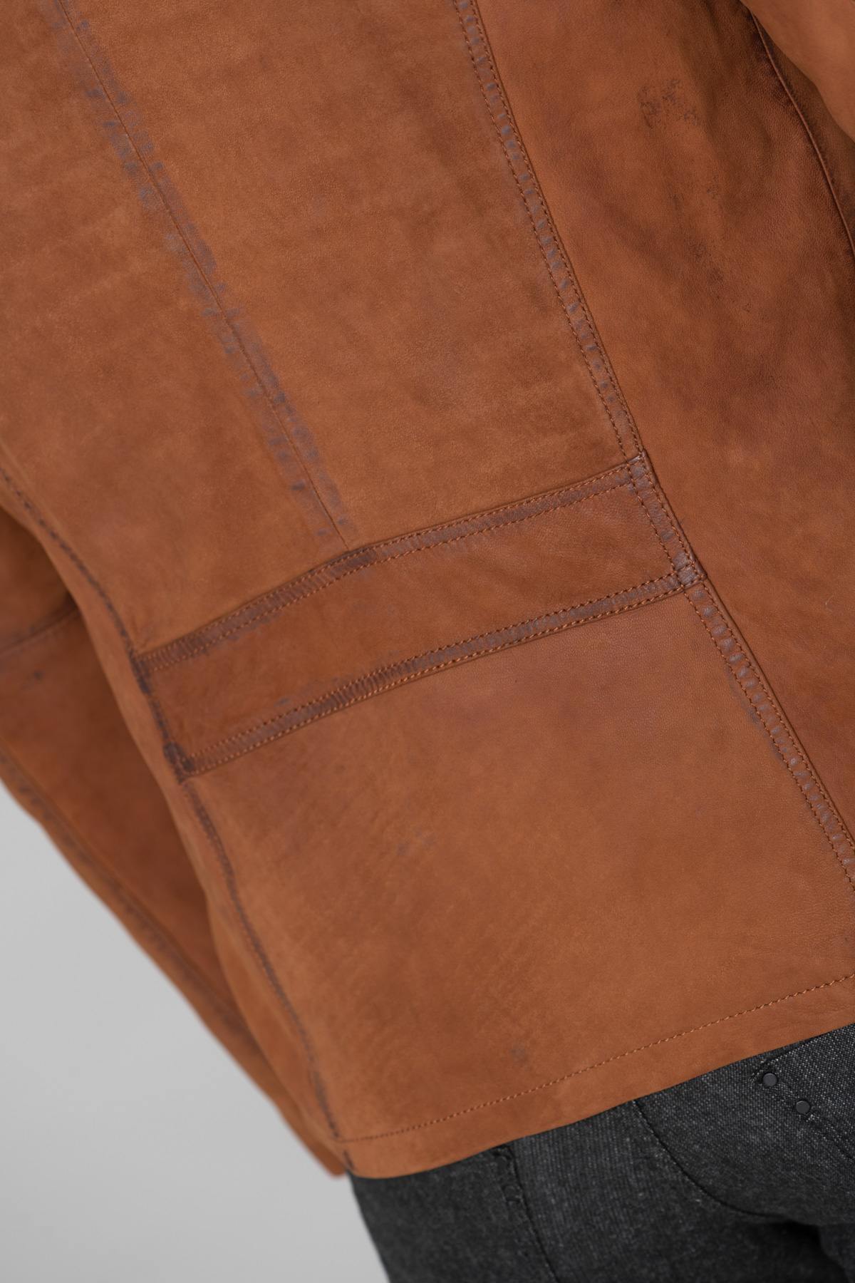 Men's brown suede leather blazer - Image n°8