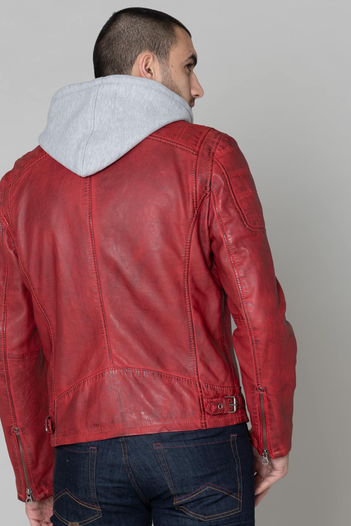 Red leather jacket for men - Image n°5