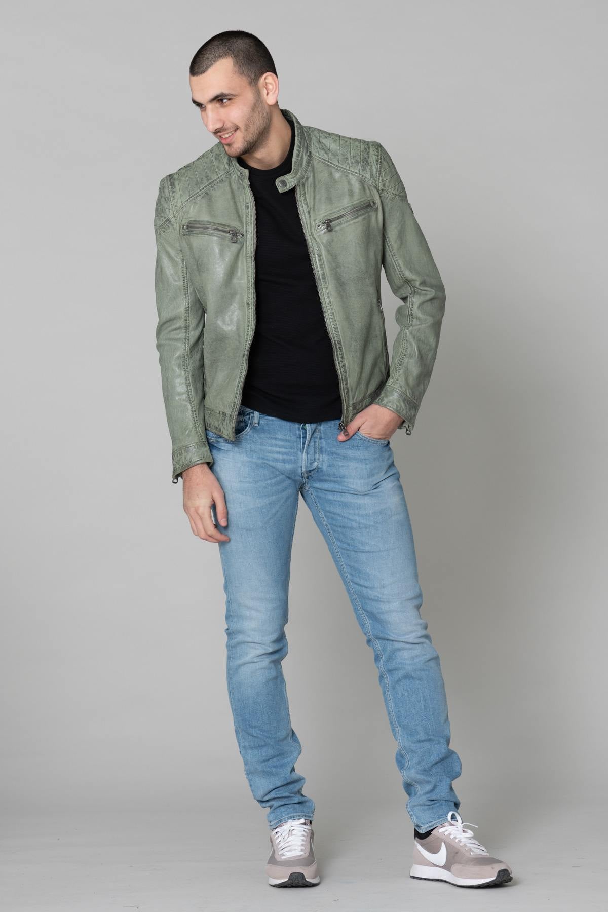 Pastel green men's leather - Image n°2