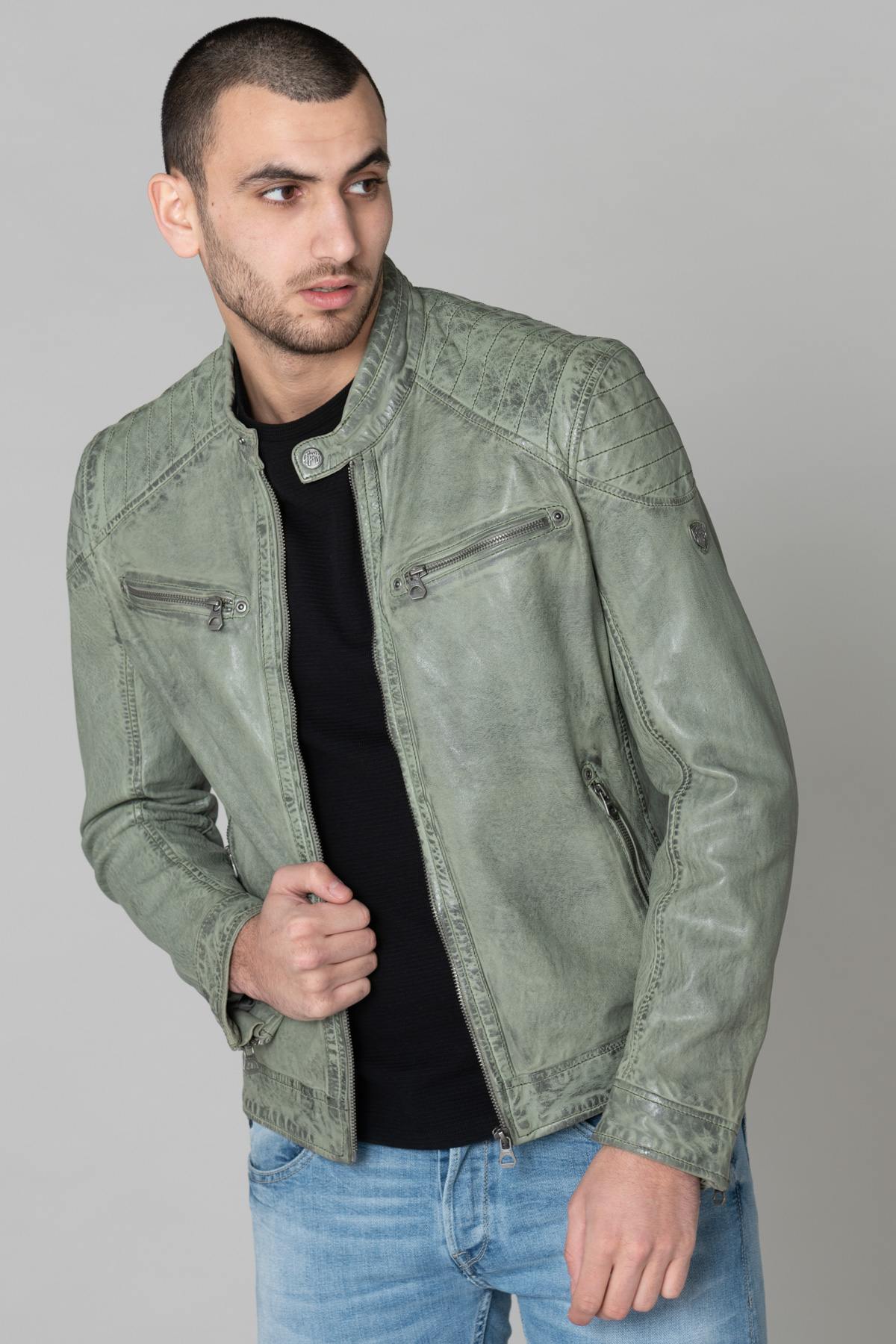 Pastel green men's leather - Image n°3