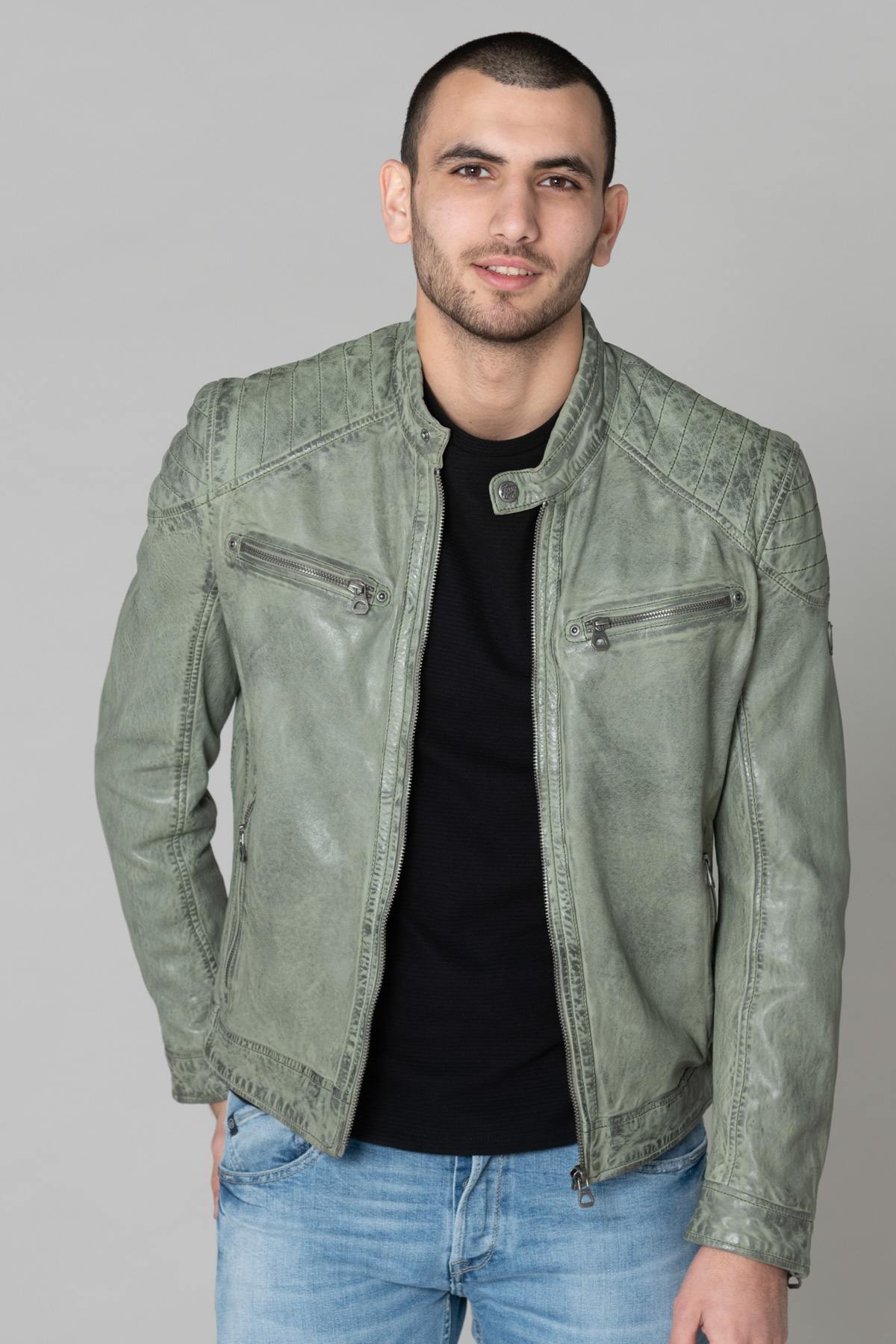 Pastel green men's leather - Image n°4