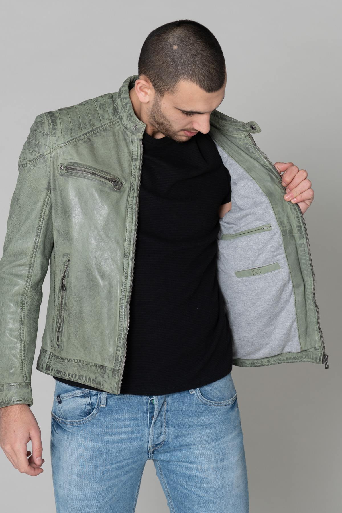 Pastel green men's leather - Image n°5