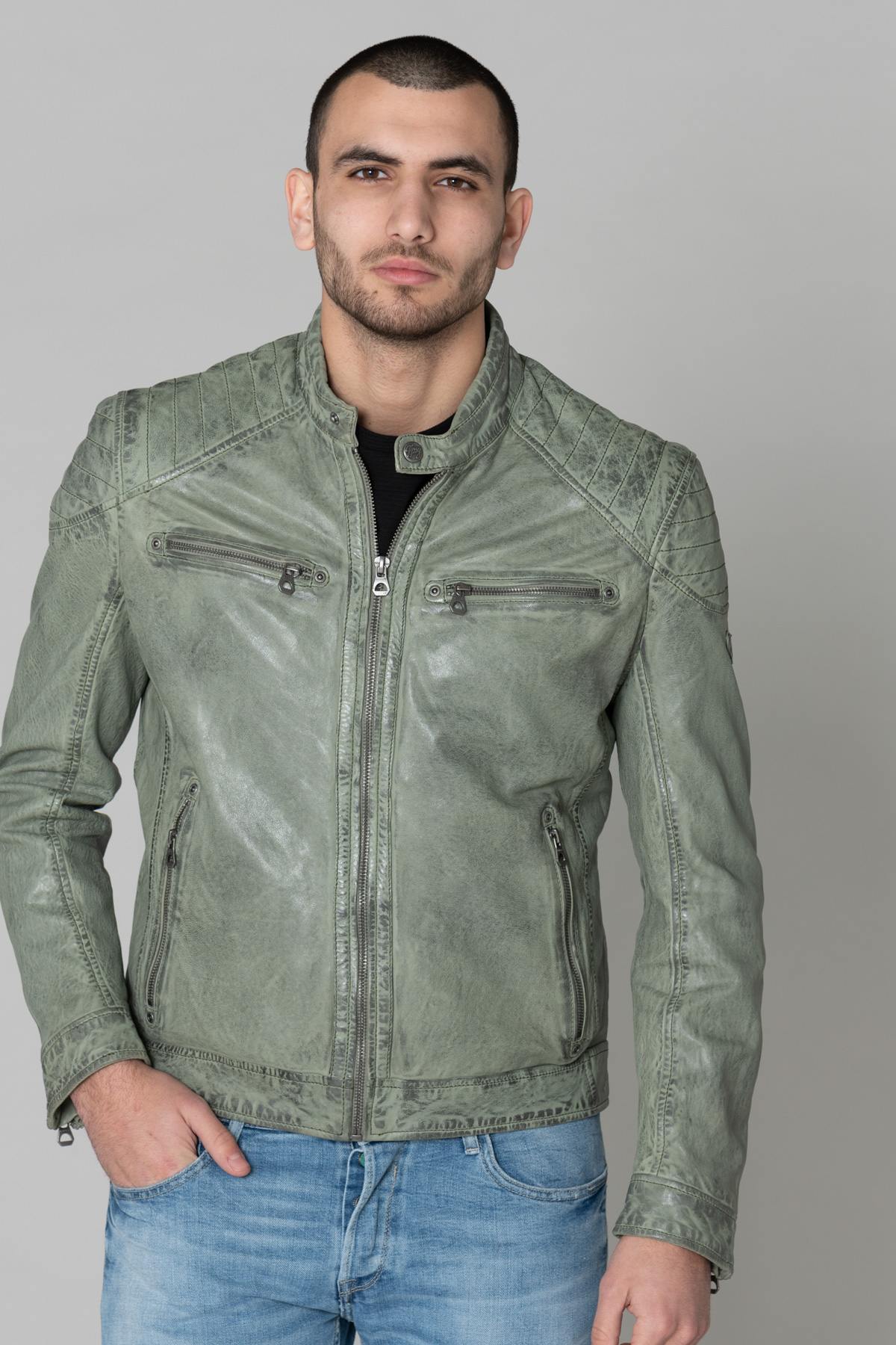 Pastel green men's leather - Image n°6