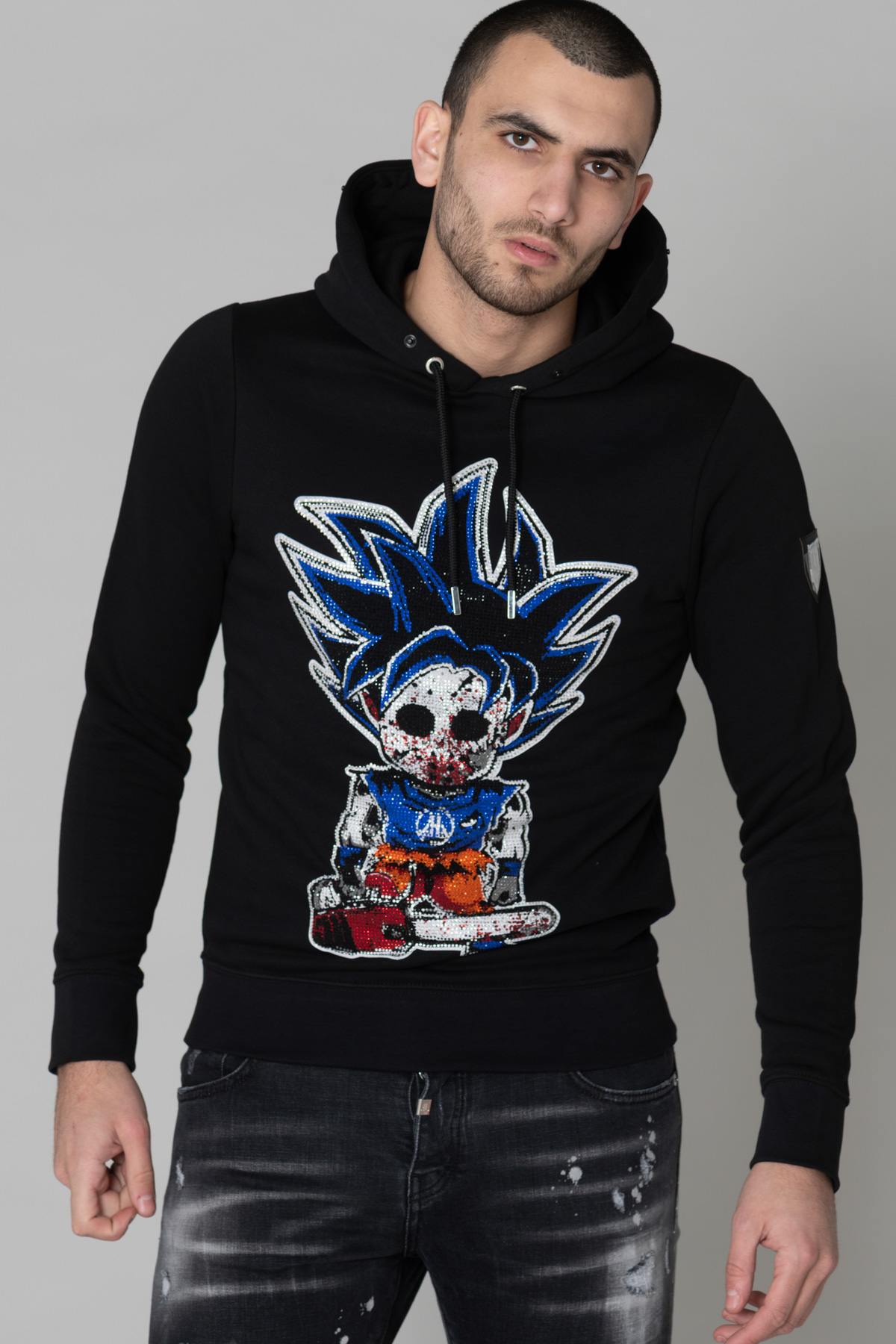 Dragon Ball Sangoku black rhinestone sweater - Image n°1