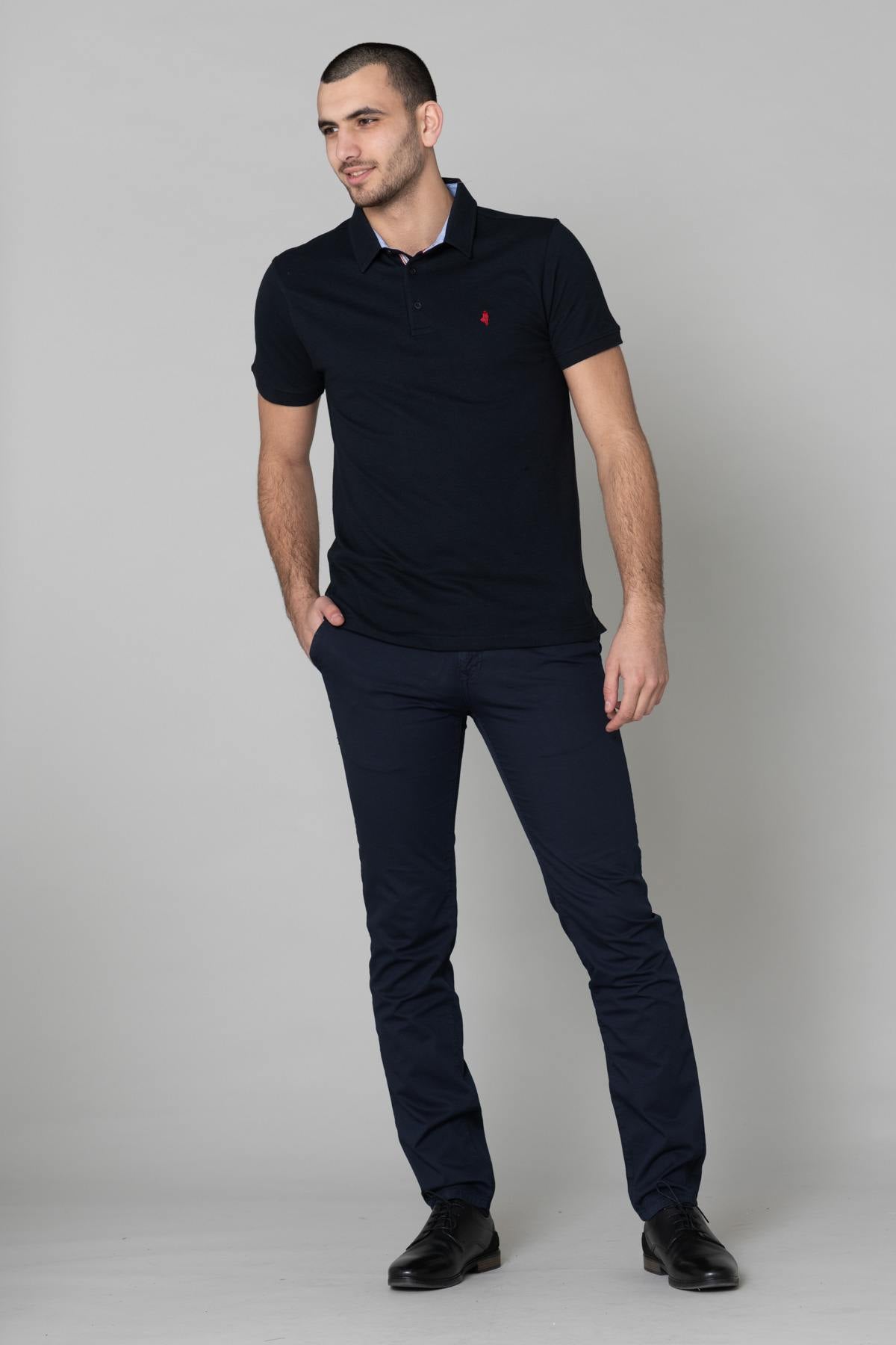 Men's navy blue polo shirt - Image n°2