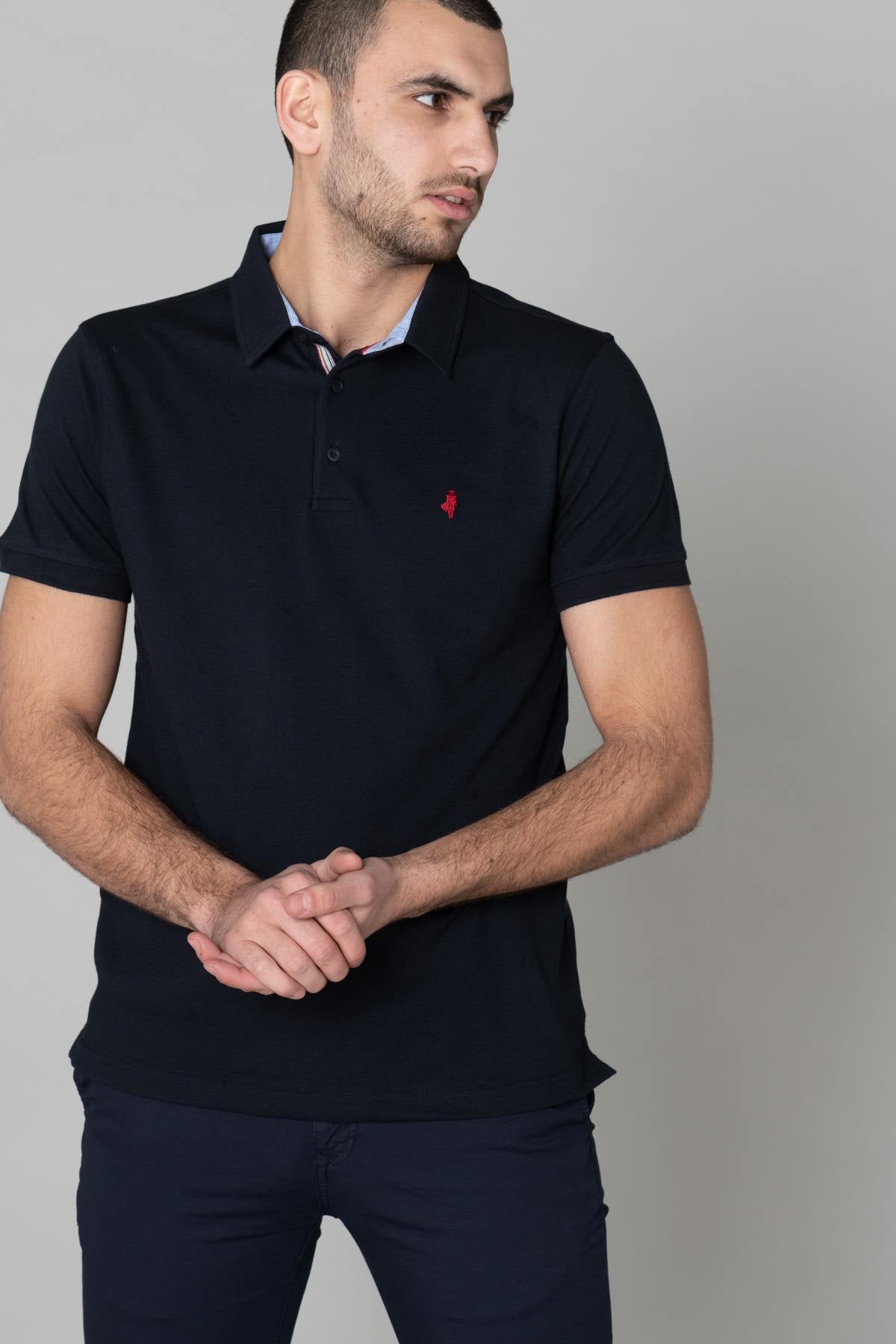 Men's navy blue polo shirt - Image n°1